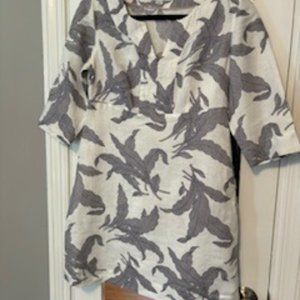 Linen dress by British brand Boden.  White/grey.